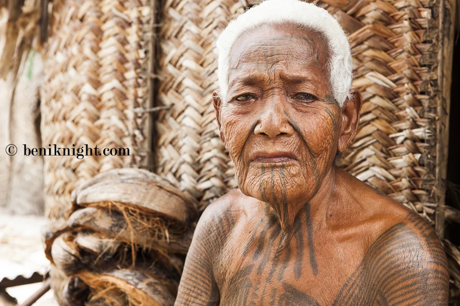 One of the last few remaining women to wear the traditional full body tattoo of Ontong Java. Sarah Abora