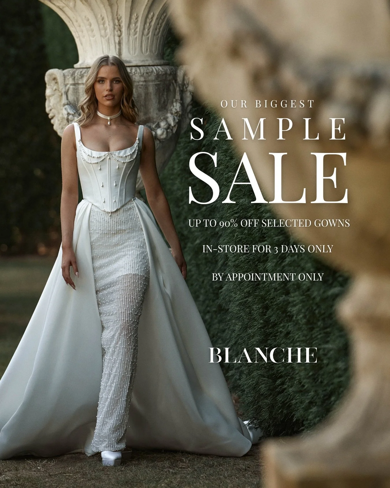 ✨ OUR BIGGEST SAMPLE SALE EVER ✨
It&rsquo;s happening for 3 days only! Don&rsquo;t miss your chance to say yes to your dream gown for a fraction of the price &mdash; up to 90% off selected gowns!

🗓️August 23-25
📍 In-store only
🕒 By appointment on