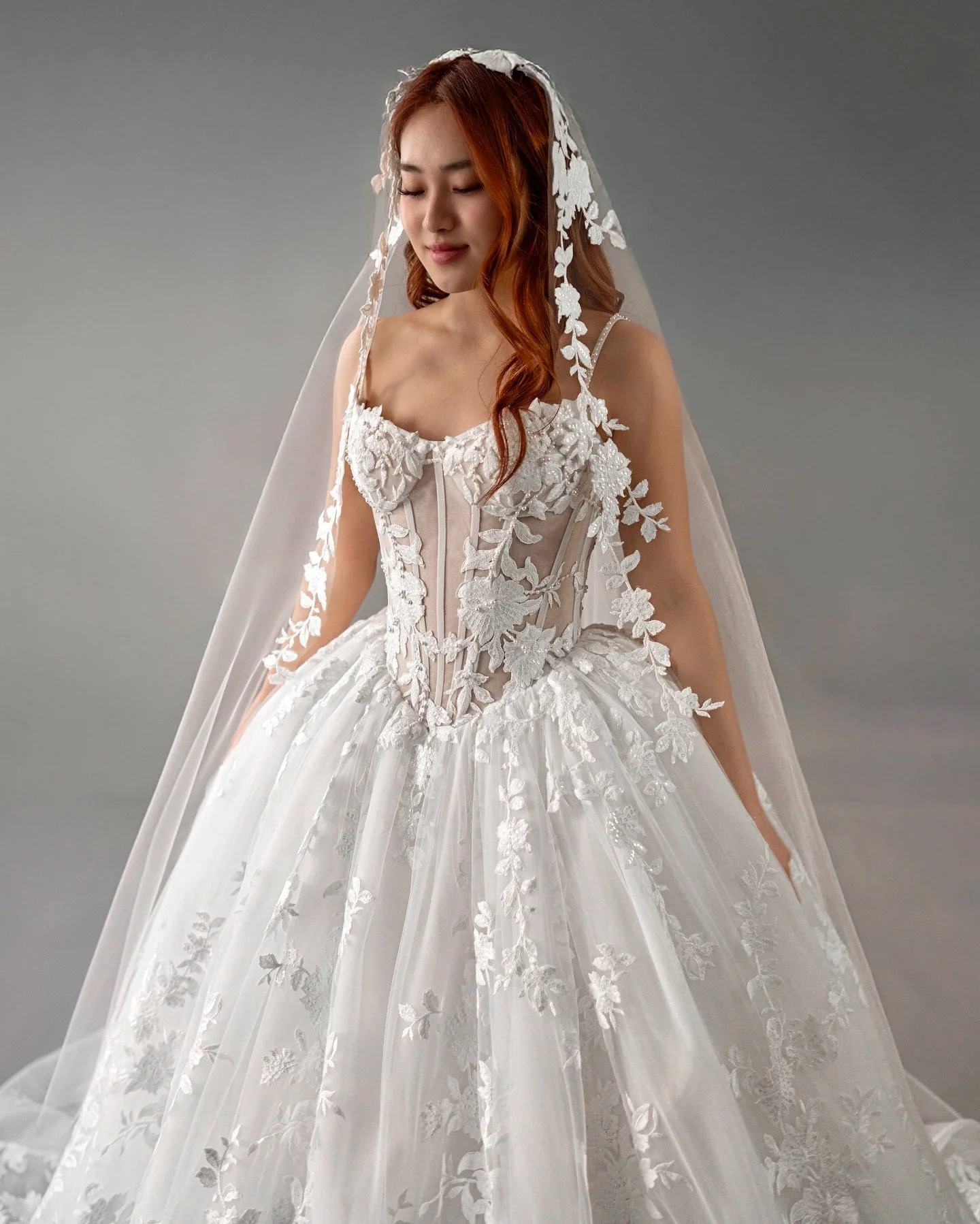 V I O L A &mdash; light, romantic, and effortlessly feminine.
 Embroidered lace, a softly sculpted waist, a flowing A-line skirt &amp; matching veil that moves with grace in every step. Designed for the bride who dreams in delicate detail. ✨

#bridet