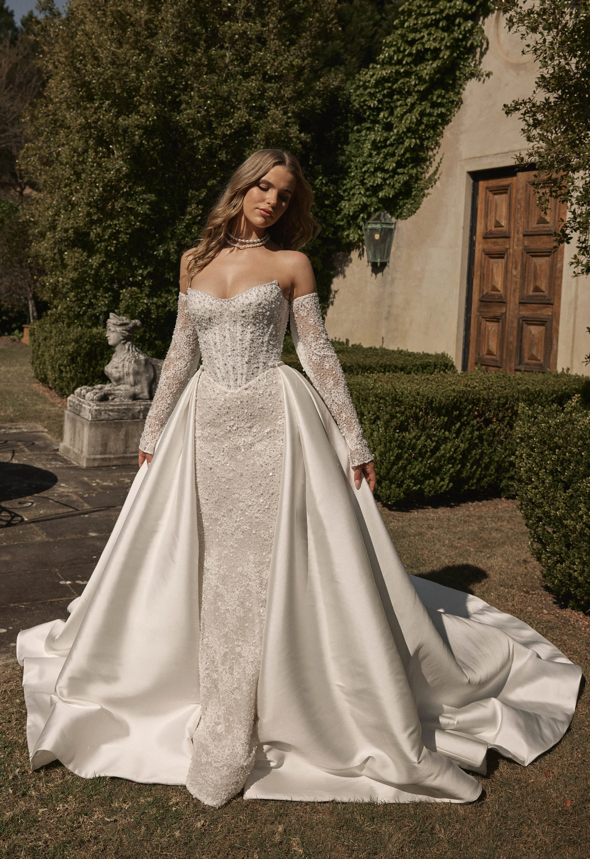 lace indian wedding dresses Beaded Gold Lace Appliqued Indian Style Wedding Gown