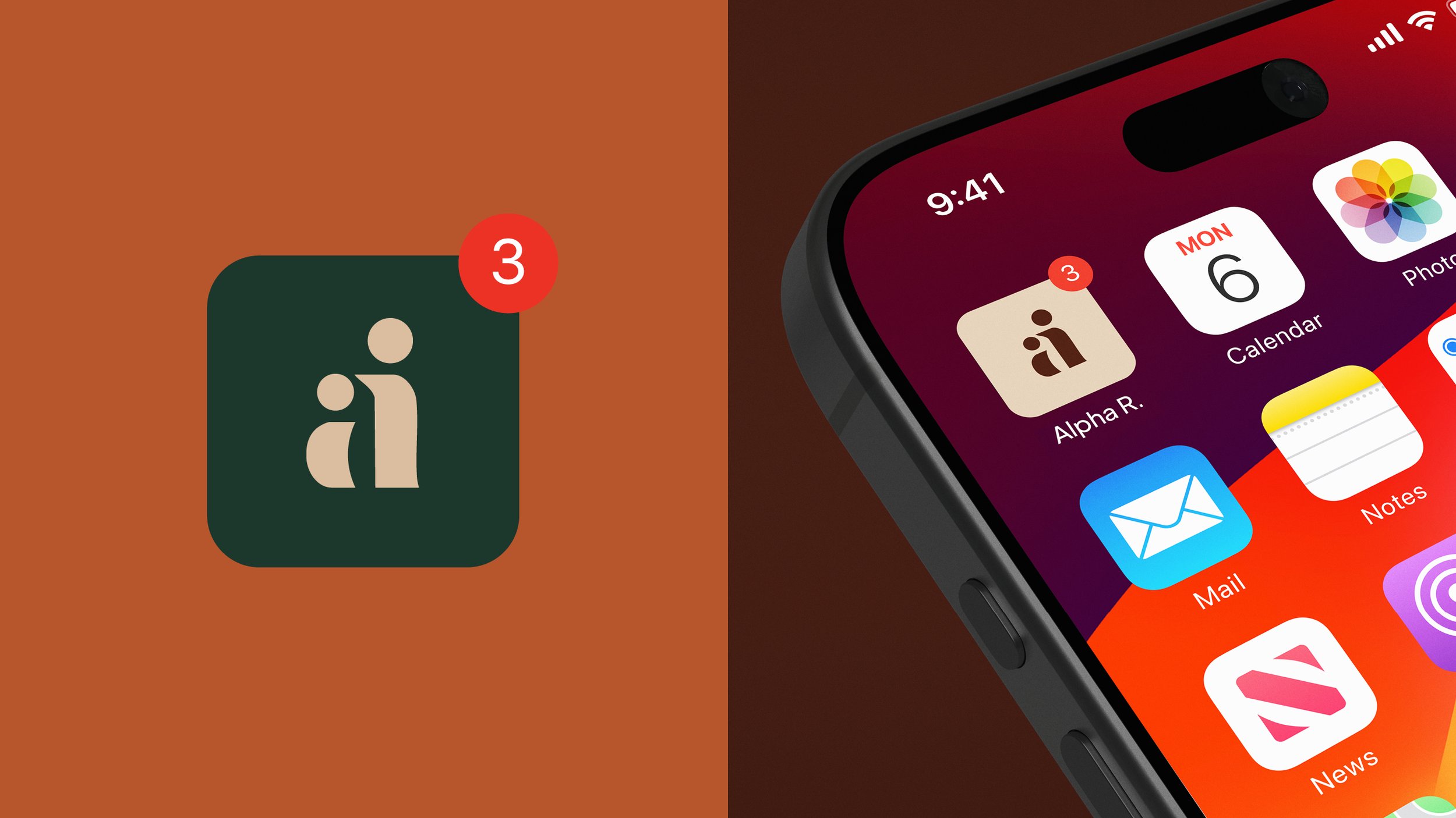 Apple iPhone screen showing the App Store notification badge for 3 updates on the Yahoo Mail app.