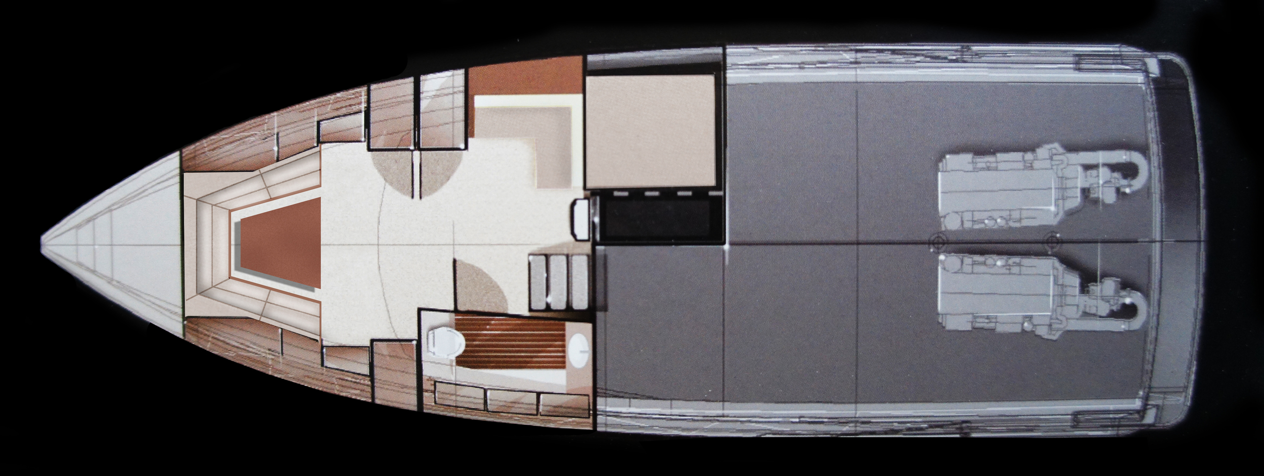Plan with new 'V' berth arrangement.