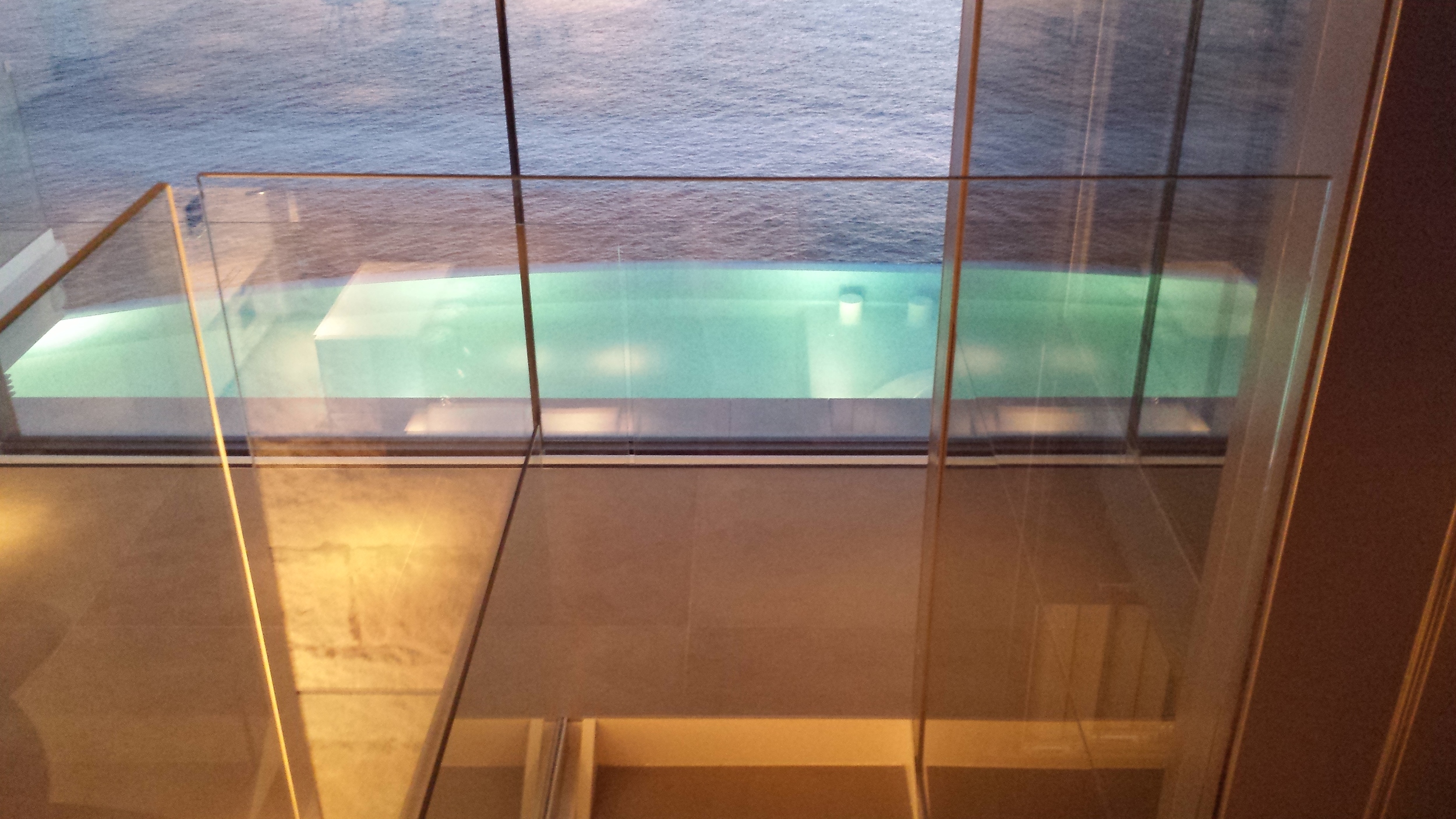 Evening view from entrance level. 
