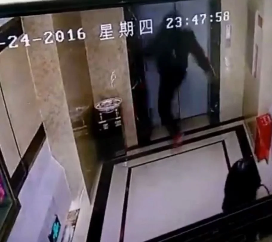 Never kick, push or mess with elevator doors! You may die doing so. 