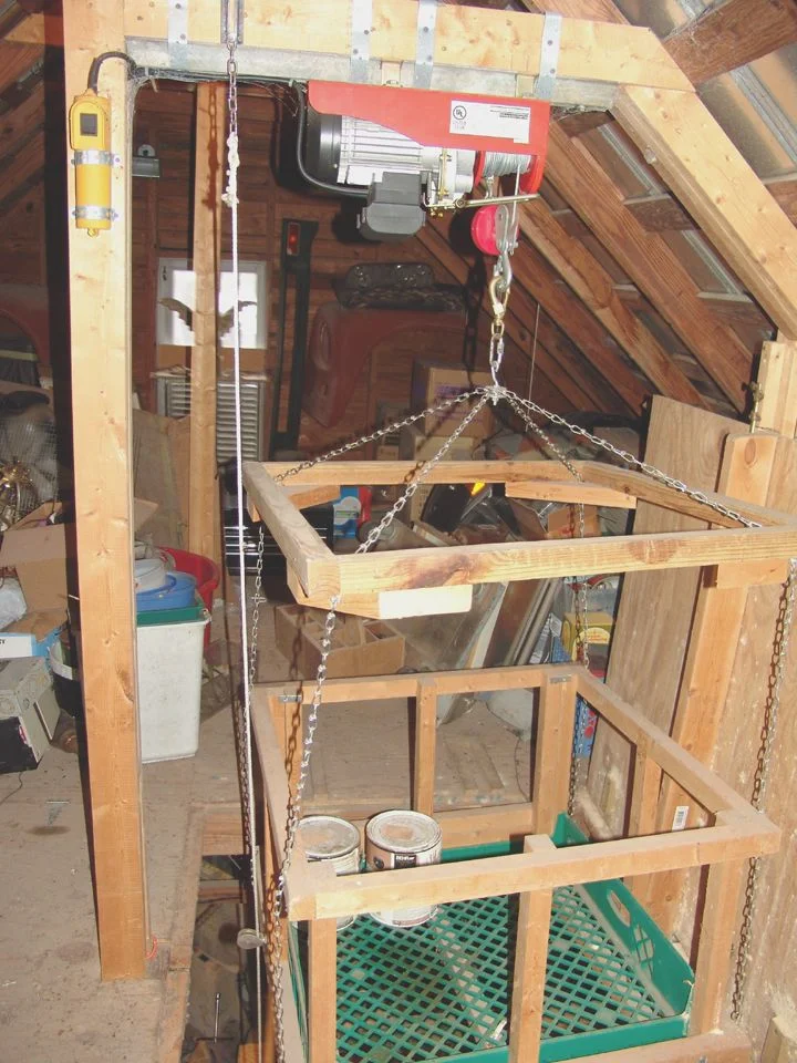 Never attempt to build or install a homemade elevator lifting device no matter who on Pintrest says it's easy and safe. These are dangerous and could very well kill you or a family member. You have been warned. 
