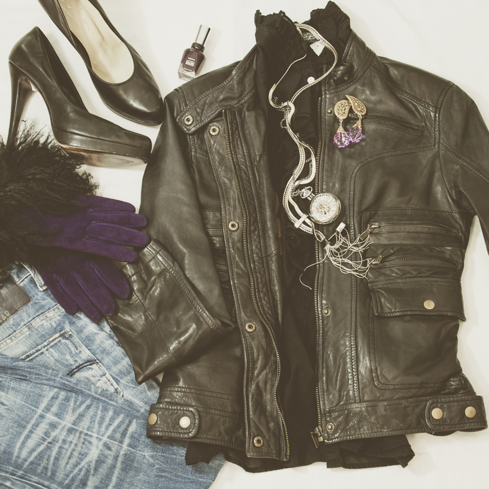 accessories with leather jacket