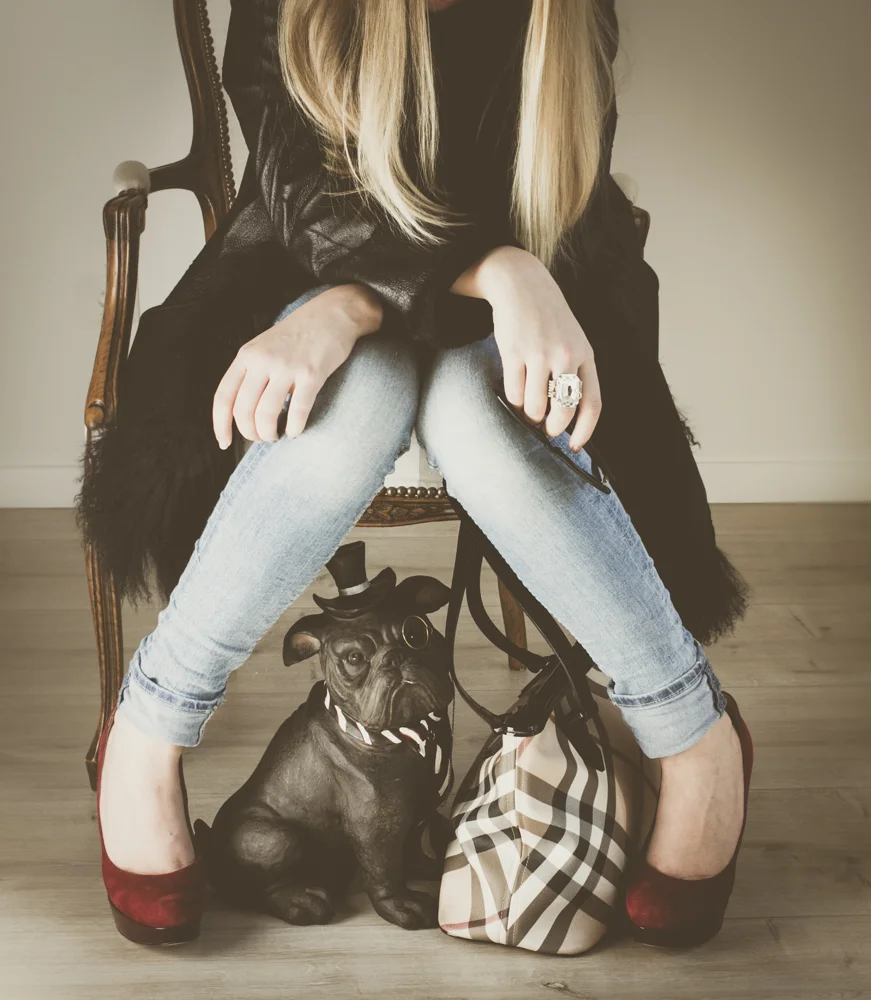 beautiful girl with burberry bag