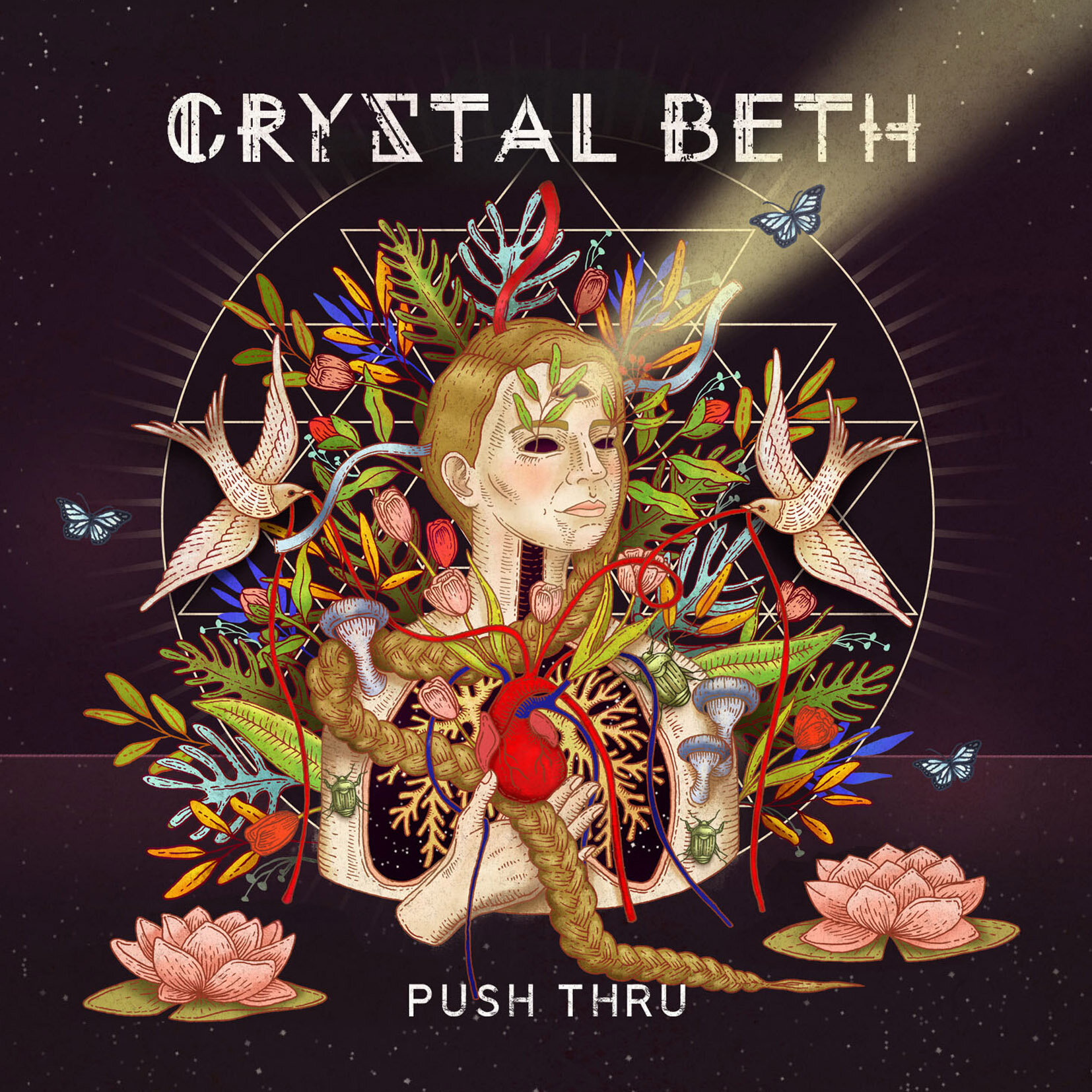  Art for Crystal Beth’s  Push Thru  album by Ale De la Torre. Album cover art for CD and vinyl. 