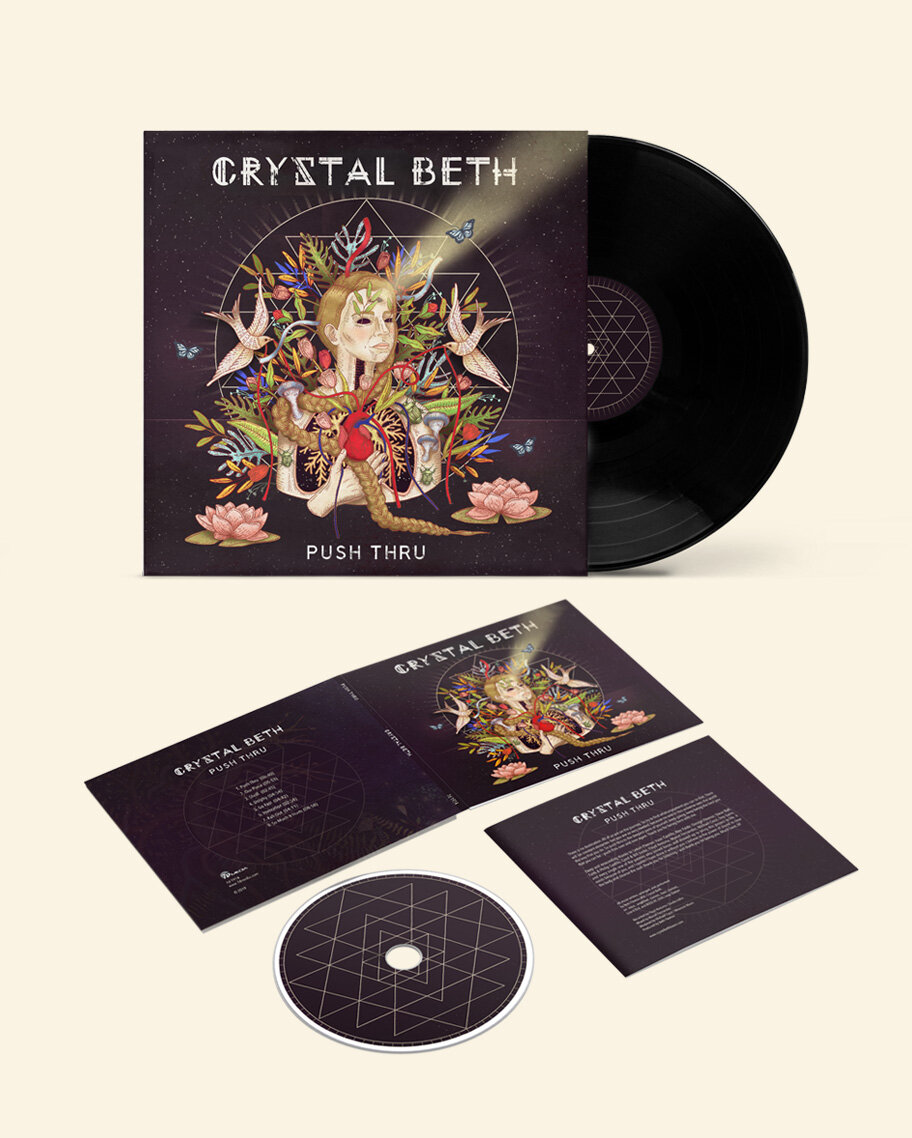  Art for Crystal Beth’s  Push Thru  album by Ale De la Torre. Album art for CD and vinyl. 