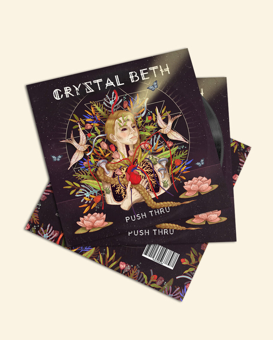  Art for Crystal Beth’s  Push Thru  album by Ale De la Torre. Album art for CD and vinyl. 