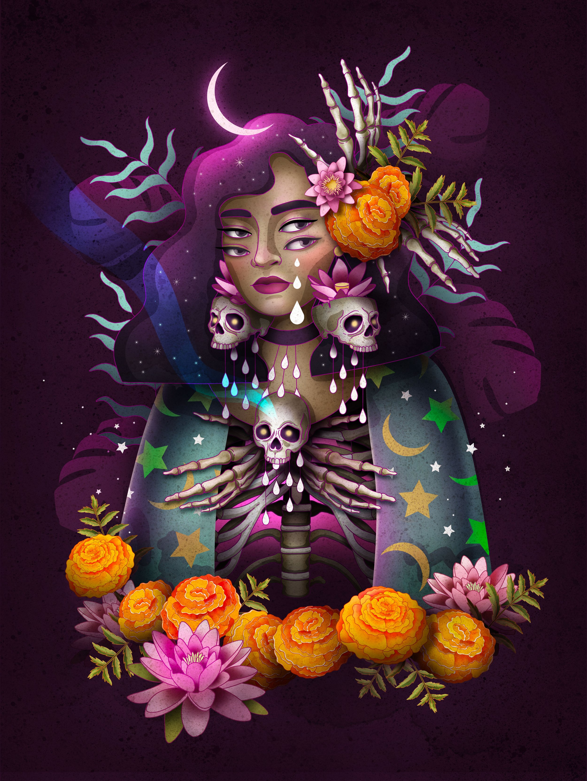  Purple witch by Mexican artist and illustrator Ale De la Torre 