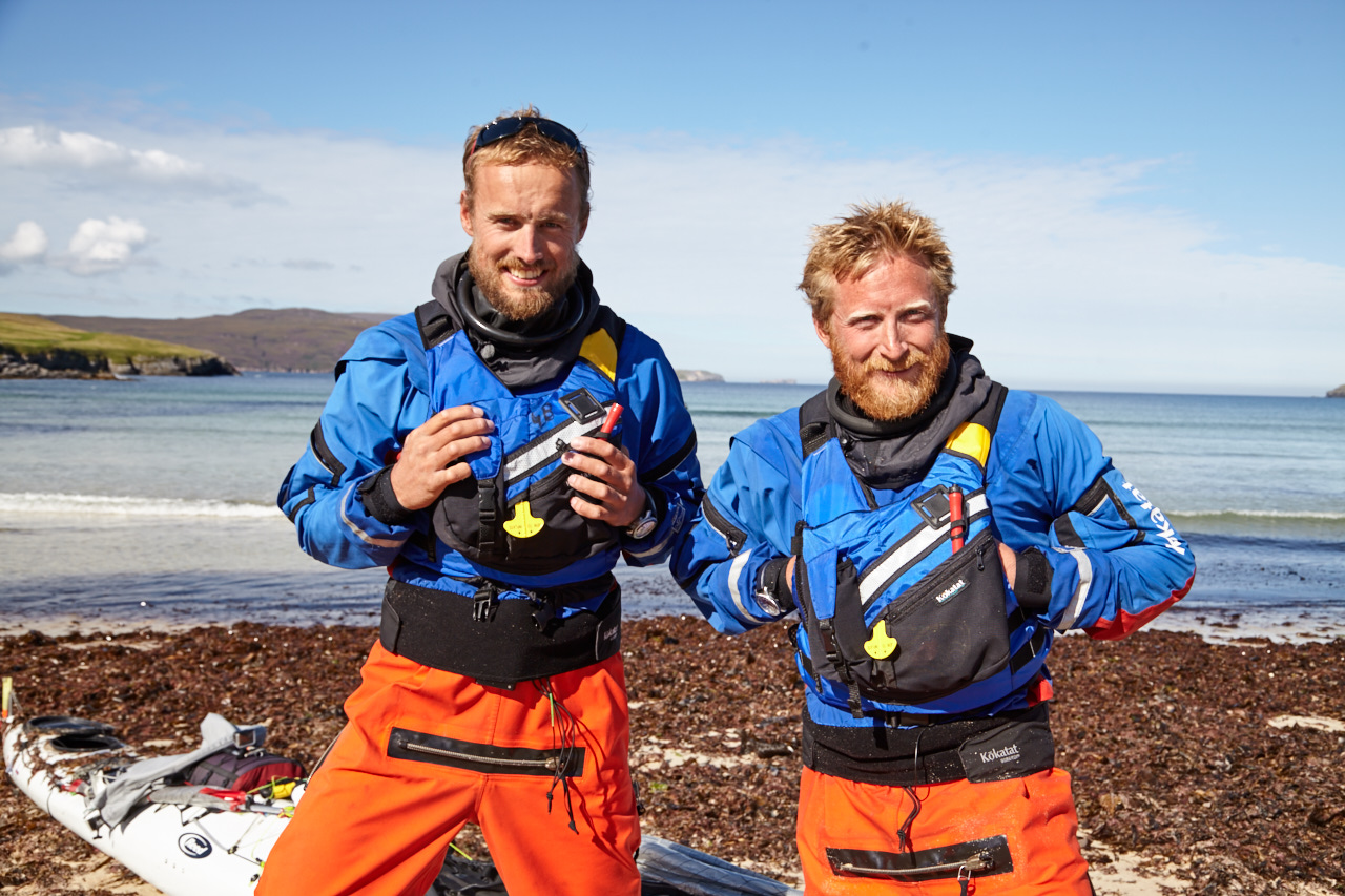 George and Olly - in their full ocean crossing kit (Photo credit: Henry Hunt)