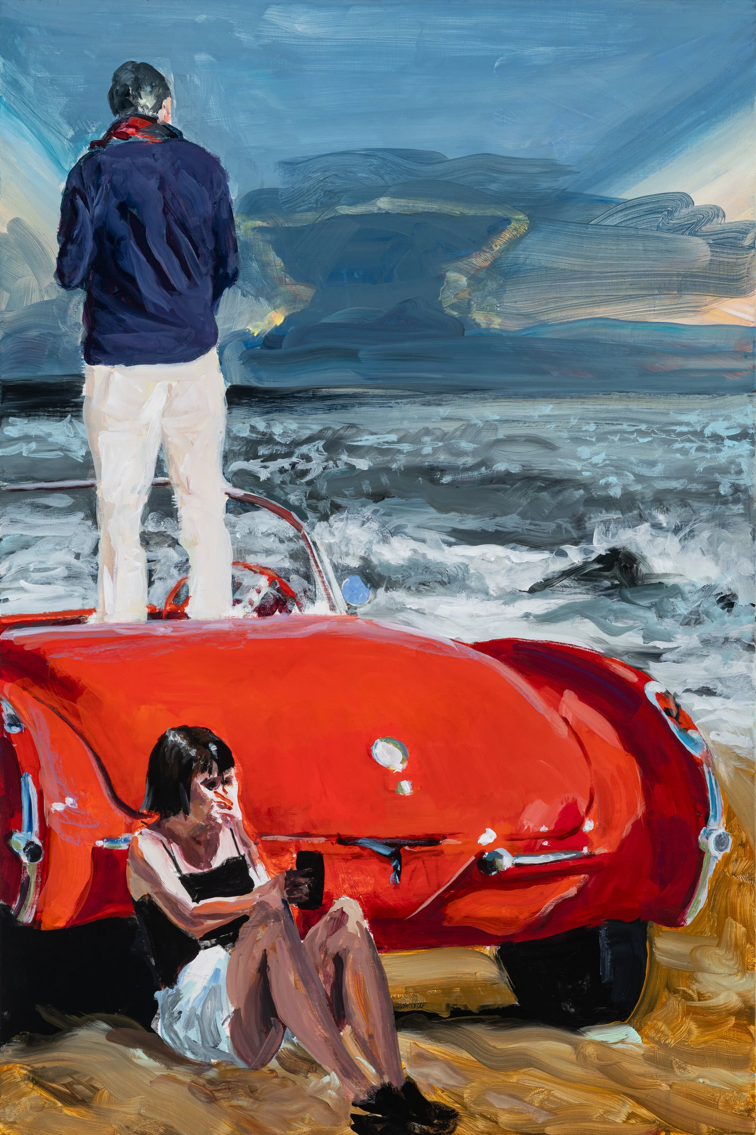 Red Corvette, 2025. acrylic on linen 36 x 24 in.