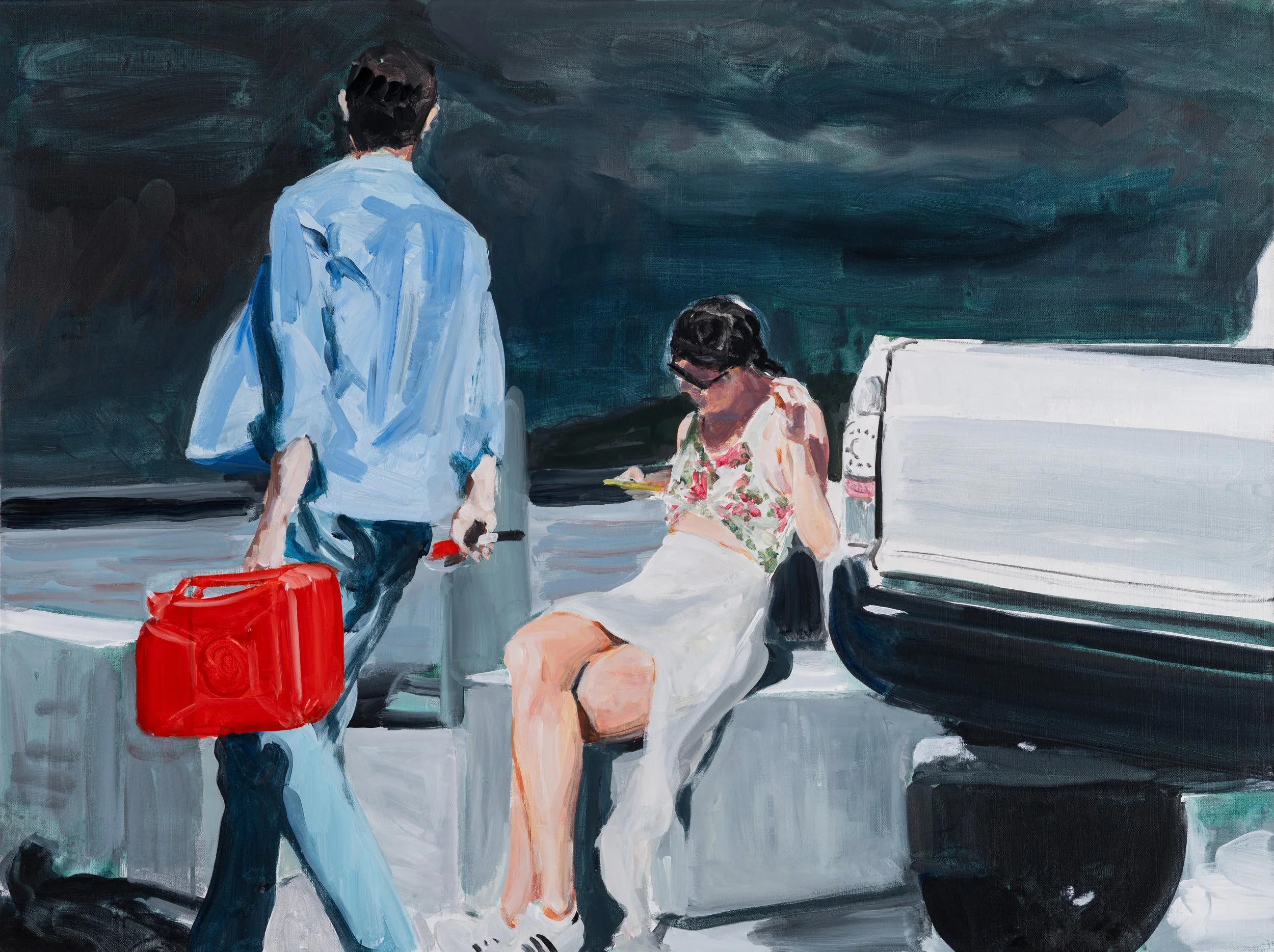 Out of Gas, 2025. acrylic on linen 30 x 40 in.