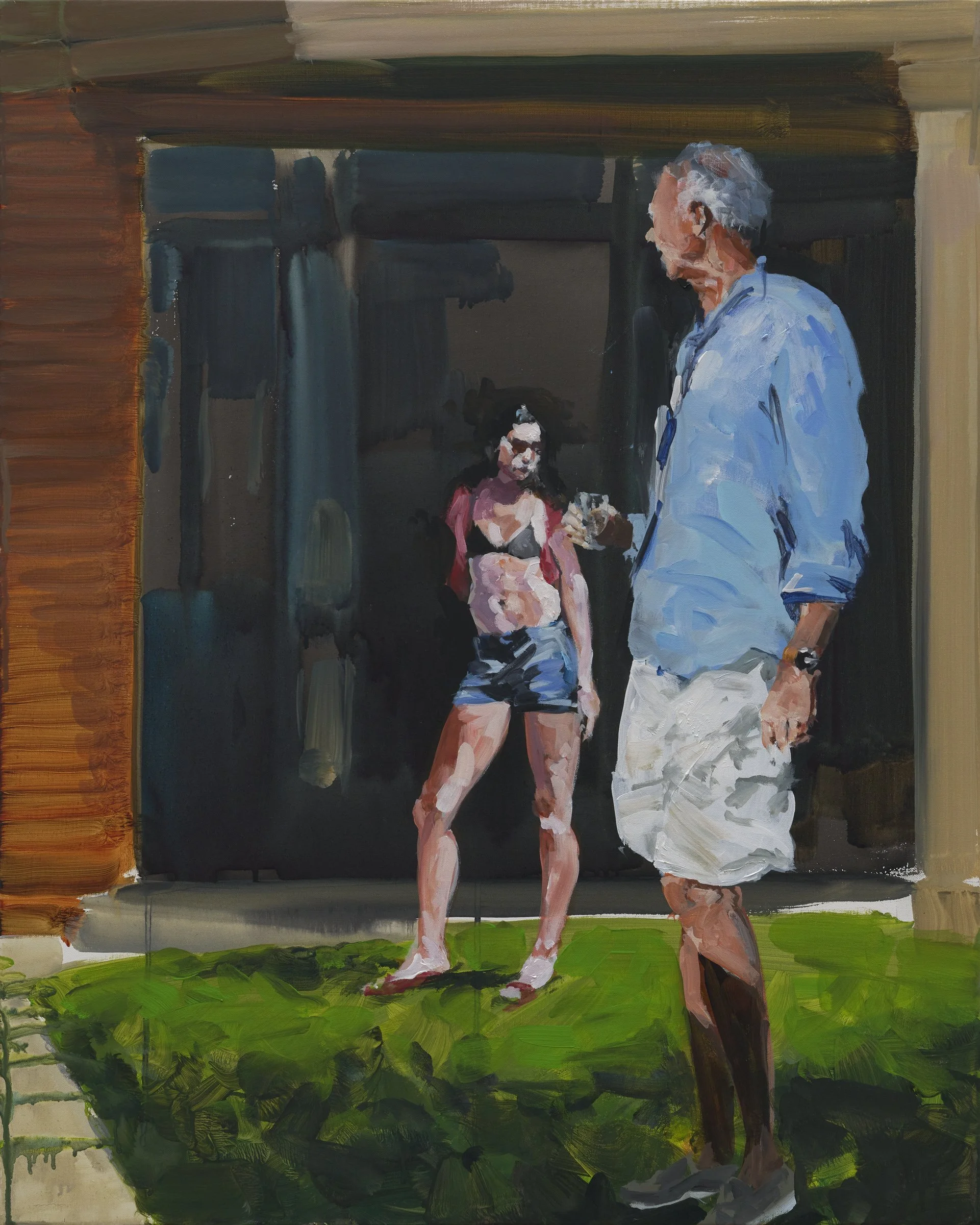 Visiting Granddad, 2025. acrylic on linen. 30 x 24 in.