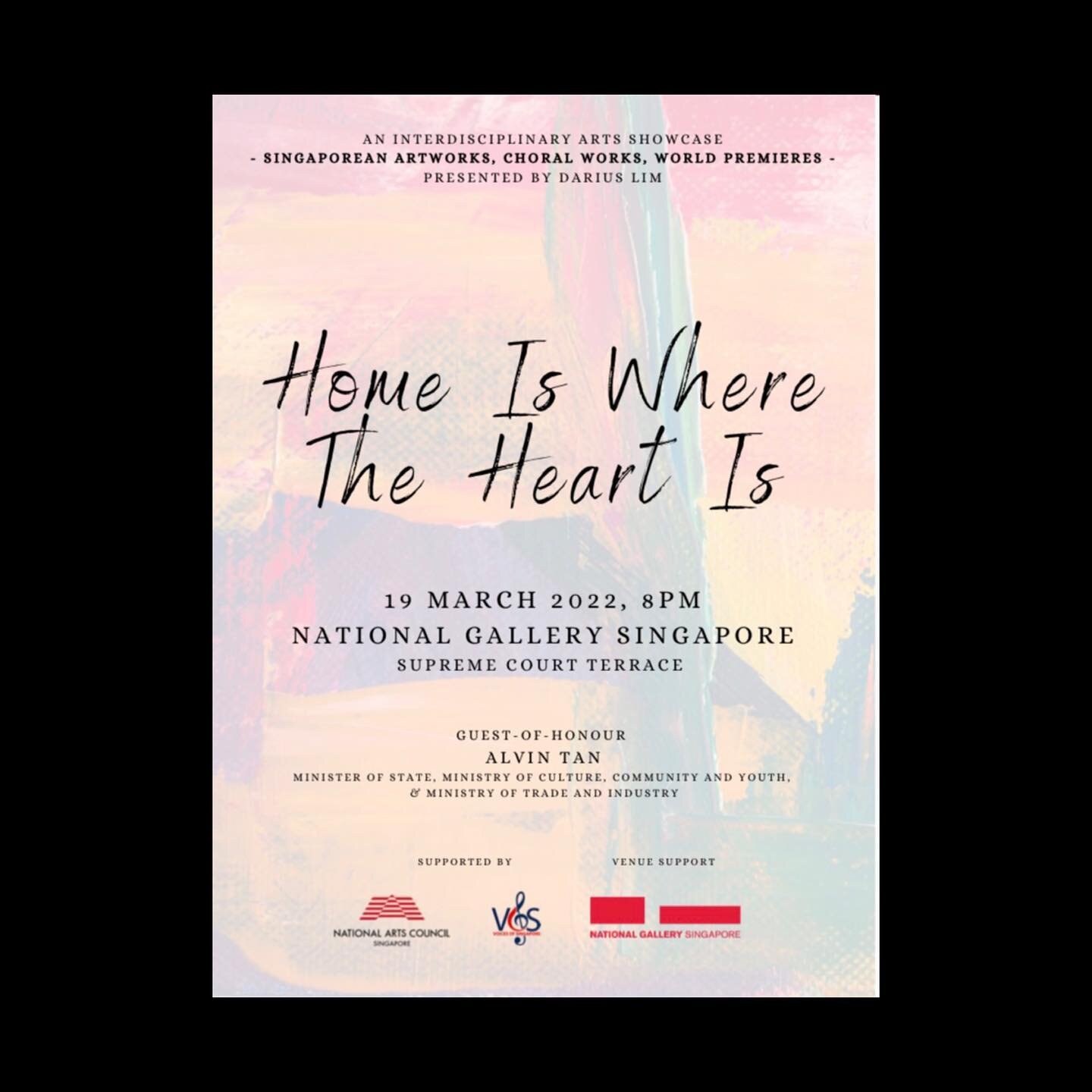 Super excited for the first ever interdisciplinary arts showcase - Home is Where The Heart Is, presented by the Voices of Singapore. 

It&rsquo;s a wonderful collaboration of art and music - 
Commissioning four unique artworks to be created by four l