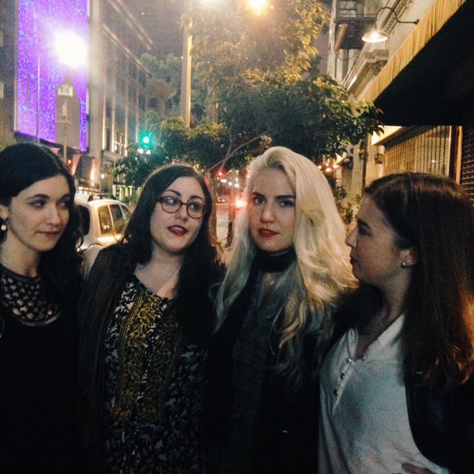 Outside the The Regent, where the Prufrock party was about to begin (hosted by the Poetry Foundation). l to r: Alisa Koyrakh, managing editor; Laura Creste and Alisha Kaplan, web & pr editors; Linda Harris Dolan, poetry editor.