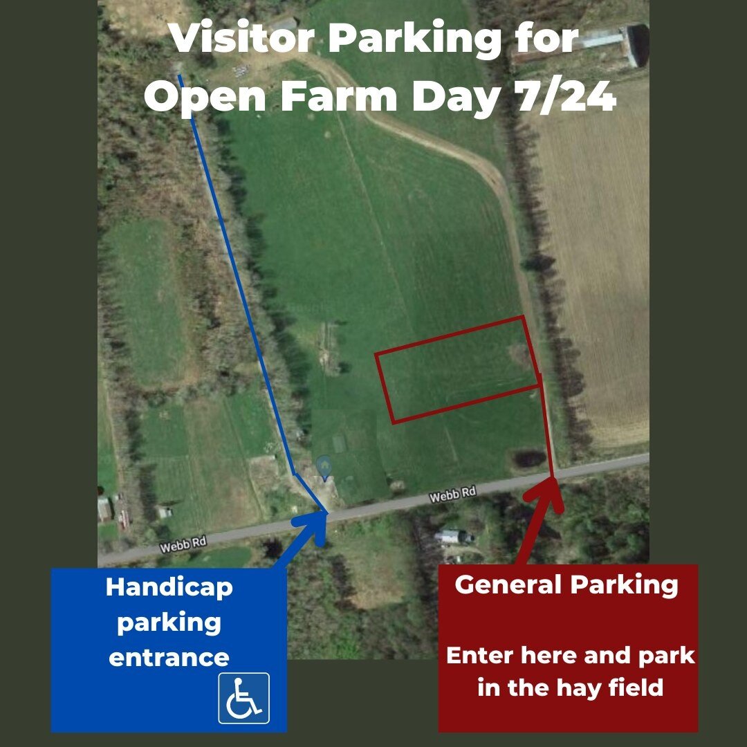 Event parking can be challenging! Luckily, we have a giant  field to park in when you come to visit on Open Farm Day! Just look for the banner marked &quot;Event Parking&quot;. You can enjoy a walk through the pasture or hitch a ride with Drafty Acre