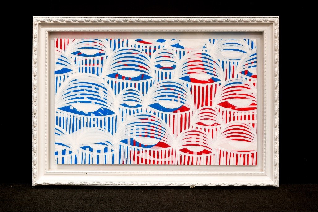 White, Red and Blue on Canvas