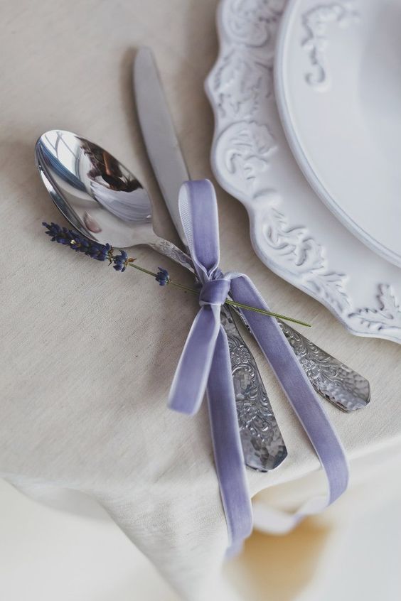28-silverware-with-lavender-colored-velvet-ribbon-and-lavender-itself-looks-cute.jpg