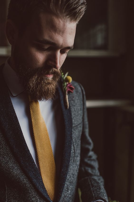 13-a-tweed-jacket-a-white-shirt-and-a-mustard-knit-tie-for-a-boho-groom-look.jpg