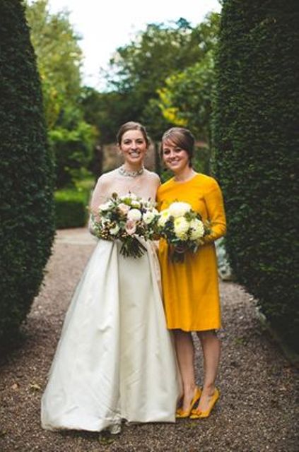 11-long-sleeve-mustard-knee-bridesmaids-dress-and-shoes-for-a-retro-look.jpg