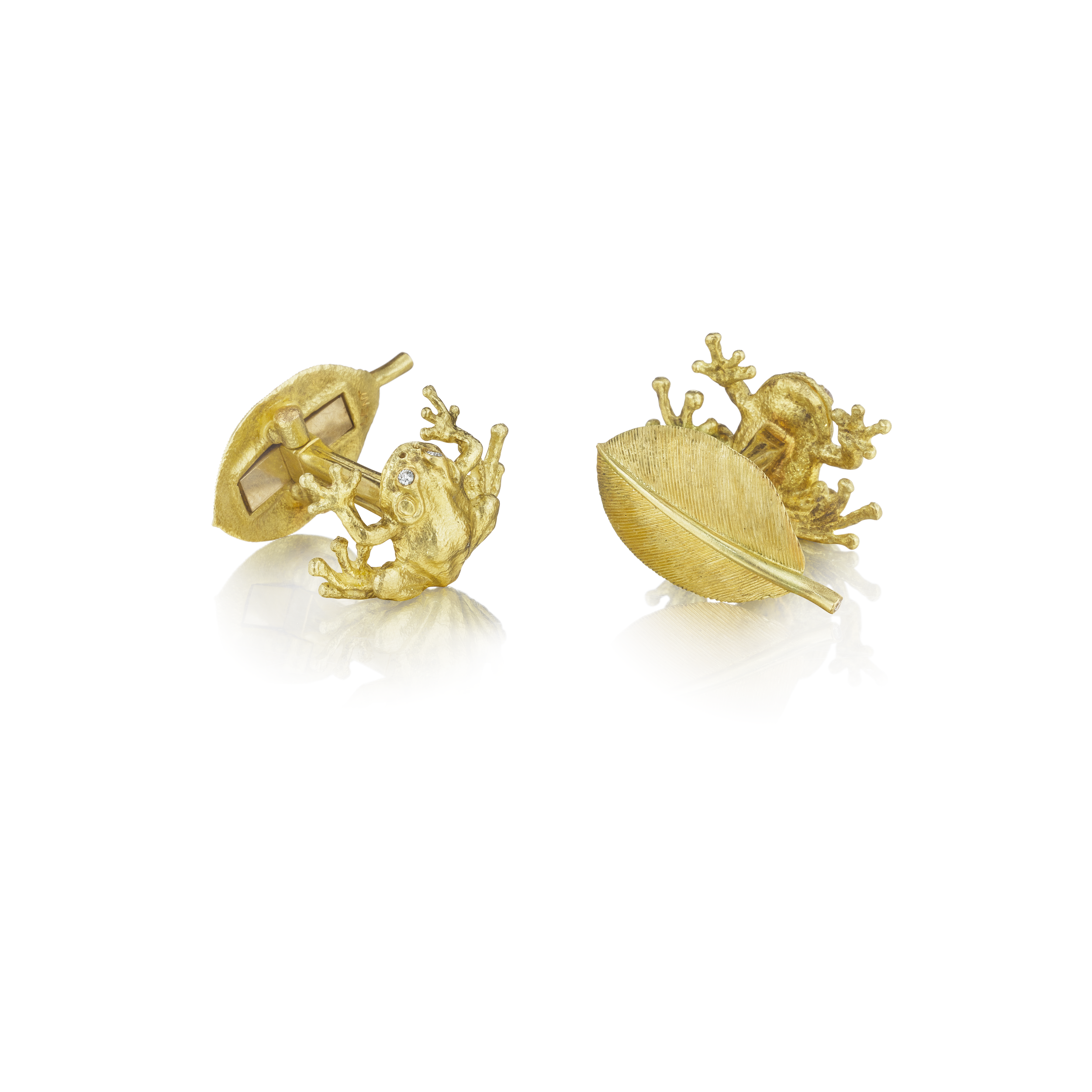 Cufflinks and Tie Pins - Tree Frog Cufflinks with Diamond Eyes.png