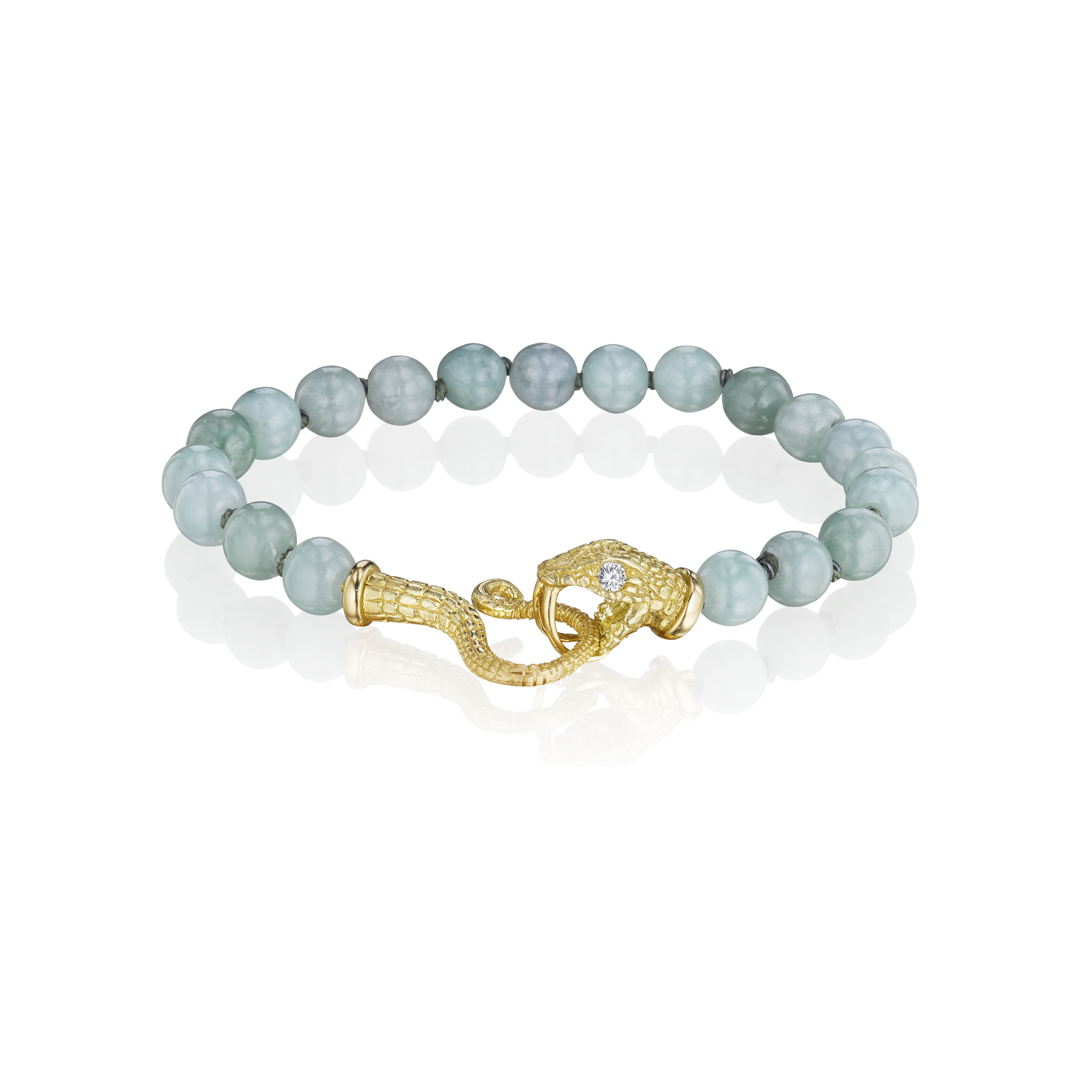 Bracelets - Jadeite Serpent Bracelet with Diamond Eyes.png
