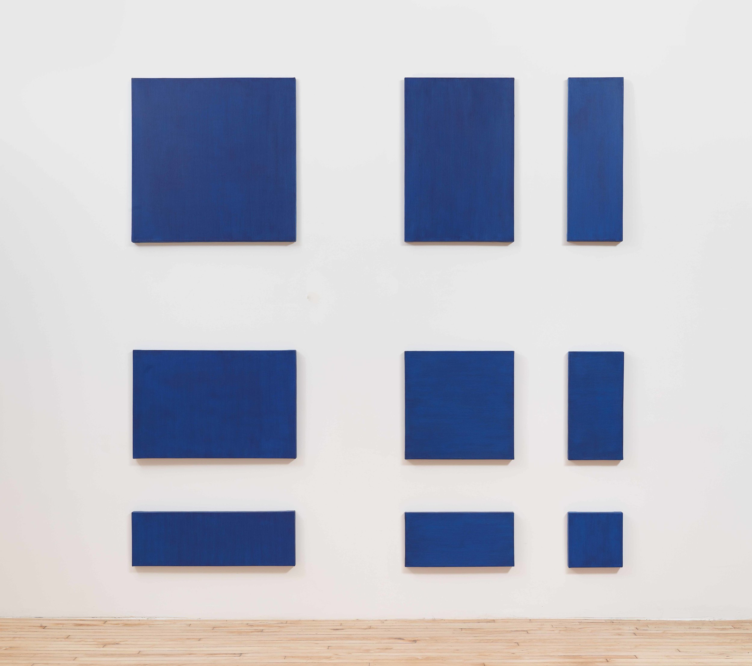 Blue square in top left corner with smaller rectangles of the same color radiating outward to form a grid.