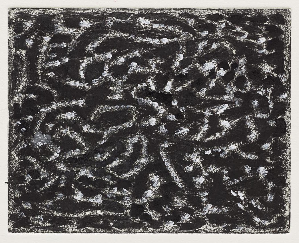 Black and white abstract expressionist etching.