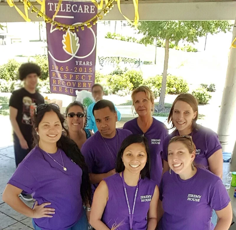 (L-R) Jeremy House staff: Thuy Huyhn , LPT; Melissa Planas , Clinician; Jessica Reiland , Residential Counselor/Peer Specialist; Gayle Henderson, Residential Counselor; Olivia Mattus , Residential Counselor, at the TEIR Community BBQ on September 11, 2015.