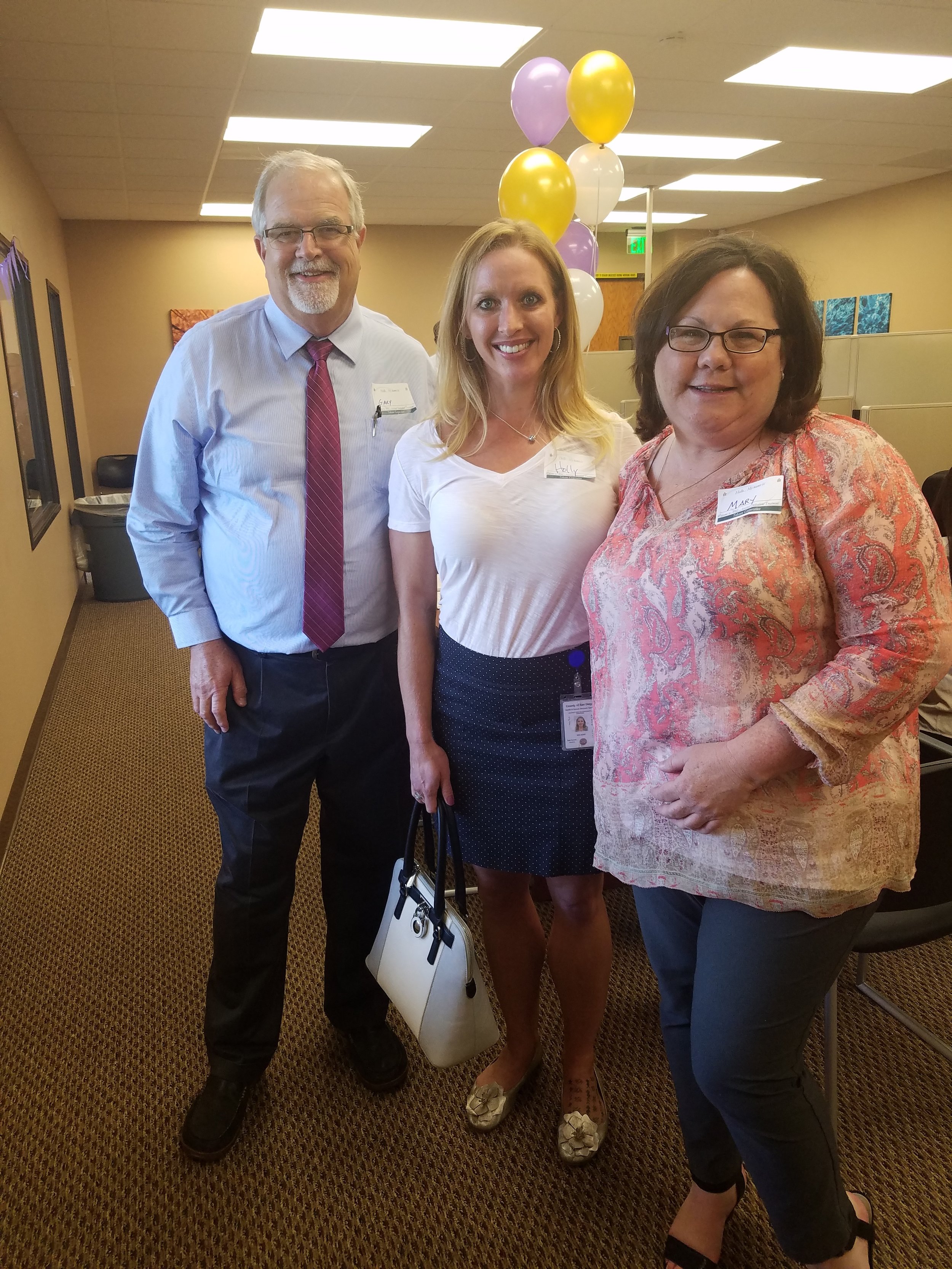  (L-R)&nbsp; Gary Hubbard , Vice President of Operations of Southern California and Arizona; &nbsp;Holly Salazar ,&nbsp;Assistant Director, Departmental Operations Behavioral Health Services; and  Mary Woods , Regional Director San Diego County and A