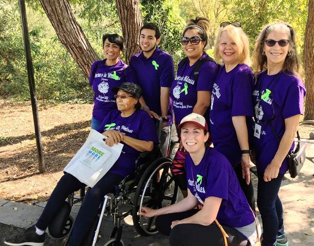 (L-R back row): Rachael Castro , Housing Supervisor; Mathew Castro ; Edie Coronado ; Lillian Fillpot , Administrator; Jennie Kosko , Personal Service Coordinator. (Bottom row L-R): Justina Coronado and Kristen Everett , Clinical Director at the Santa Clara NAMI walk on Saturday, September 17.