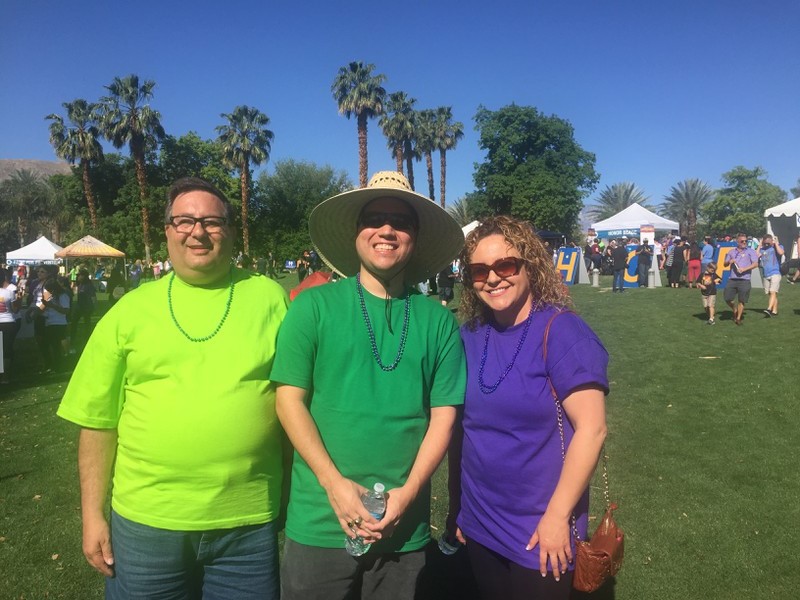 (L-R) Bruce Sherr , Peer Support Specialist; David Navarette , Peer Support Specialist; and Marina Rivera , Registered Nursing Supervisor, at the Out of the Darkness Walk on April 1, 2017.