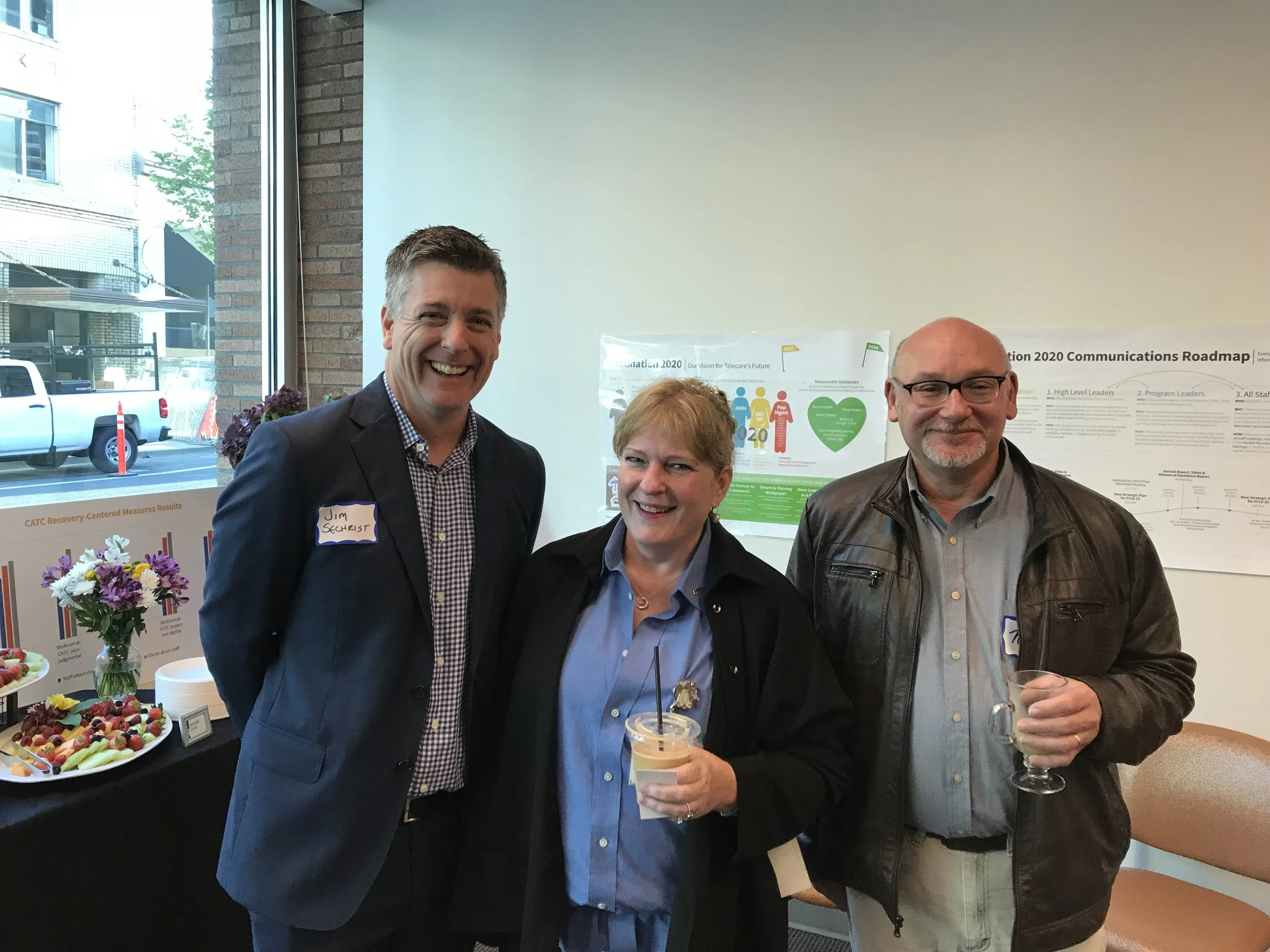 Jim Sechrist, Regional Director of Operations at Telecare; Andrea Shetzline; Neal Rotman, Interim Deputy Director, Multnomah County MH and Addiction