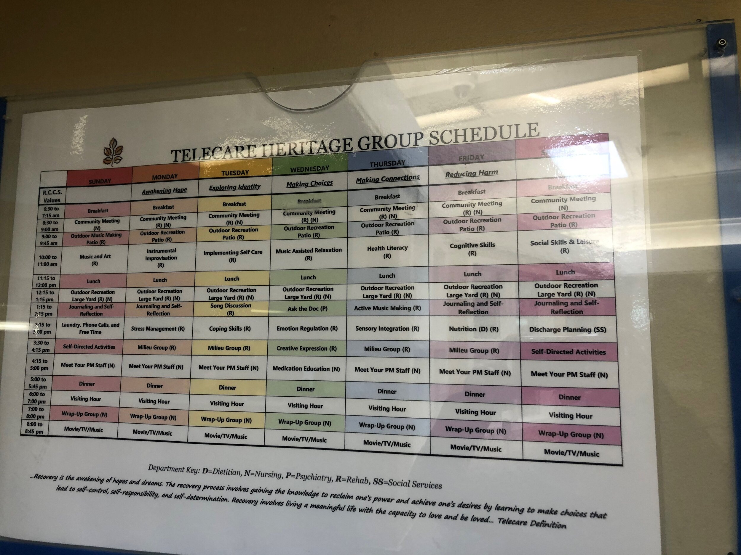 Heritage Schedule of Groups