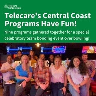 We're better together. ☺️⁠
⁠
All of Telecare's Ventura-area programs recently got together for an evening of bowling, friendship, and fun. ⁠
⁠
That's nine programs worth of employees!⁠
⁠
See the fun photos at telecarecorp.com/blog, and don't forget t