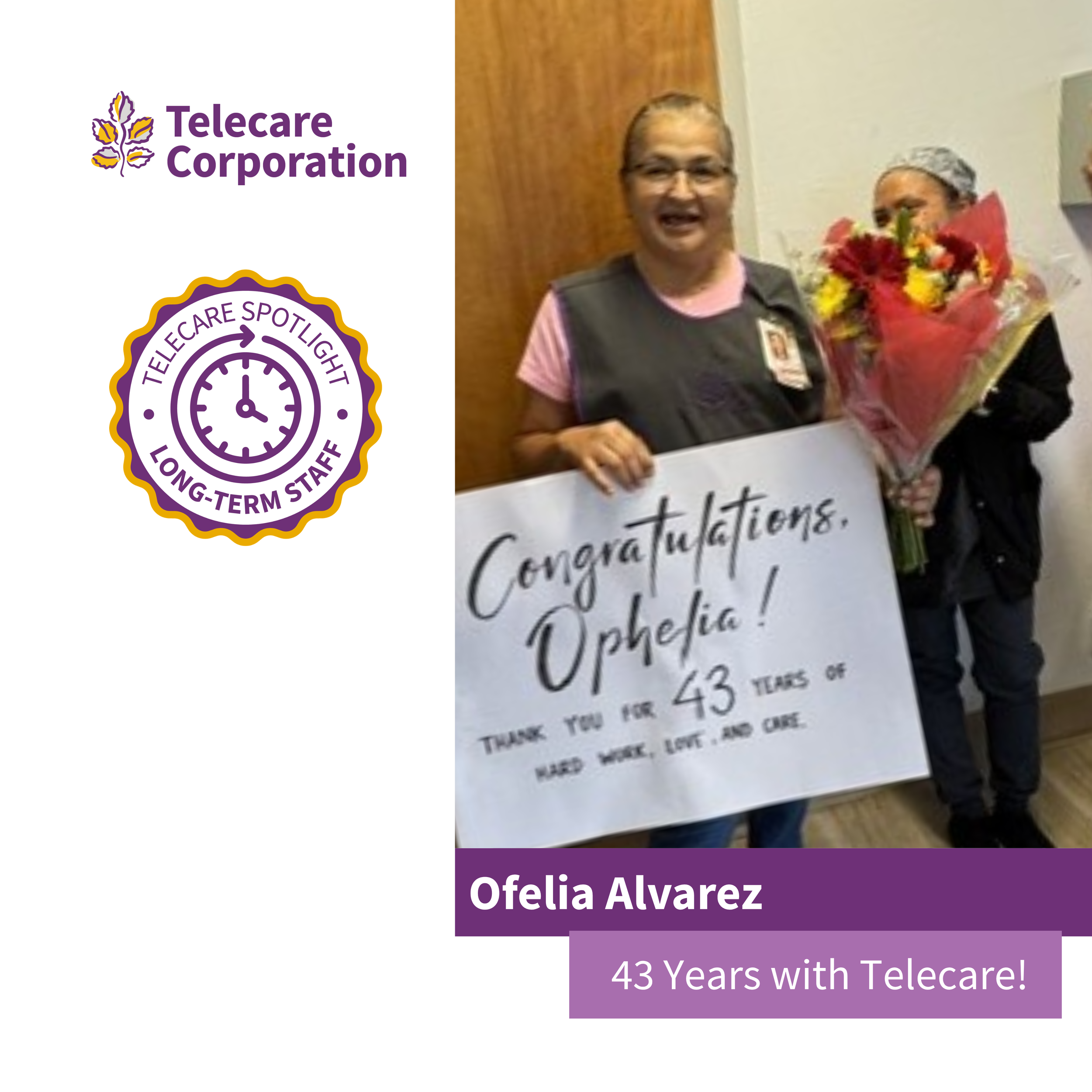 Telecare Long-Term Employee Spotlight: Ofelia Alvarez (Copy)