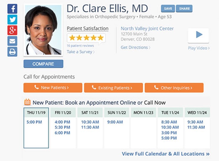 A completed physician profile looks much more professional.