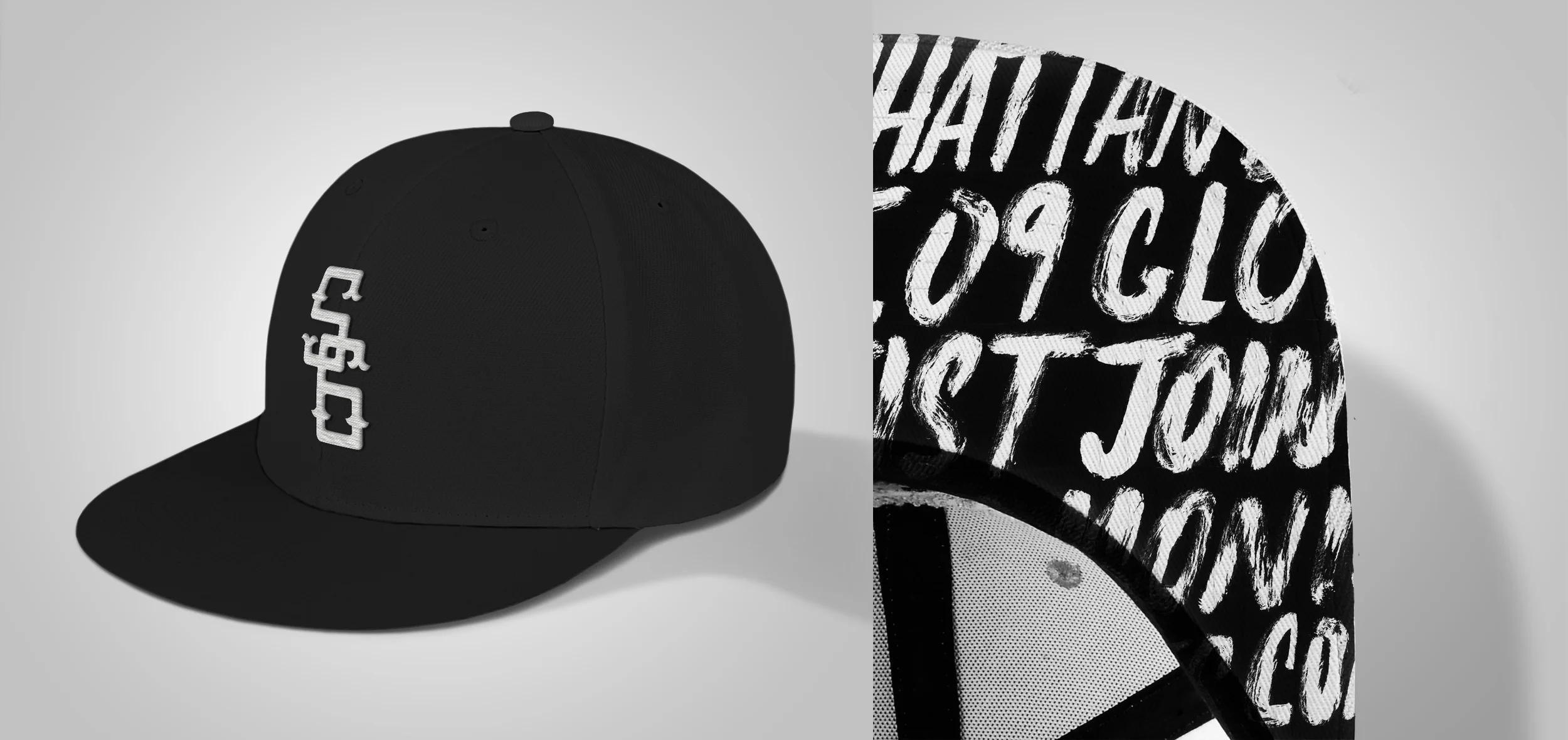  A more simple approach than the previous hat, this hat sticks to Society6's company colors of black and white. The underside of the brim features brush script with words that represent Society6 such as the founding location of Manhattan Beach, and a global community of thousands of artists