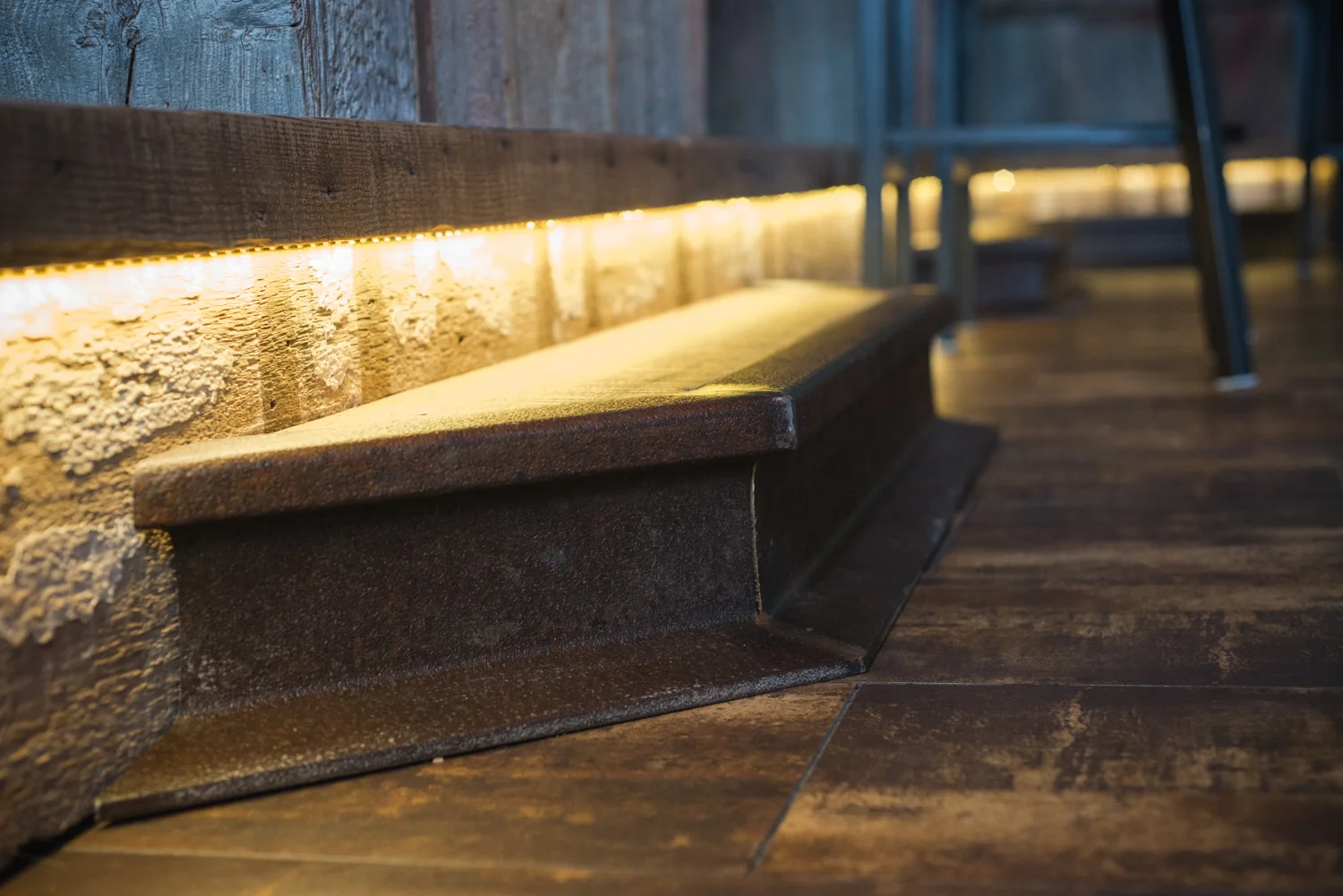 Authentic rail helps customers step into history.