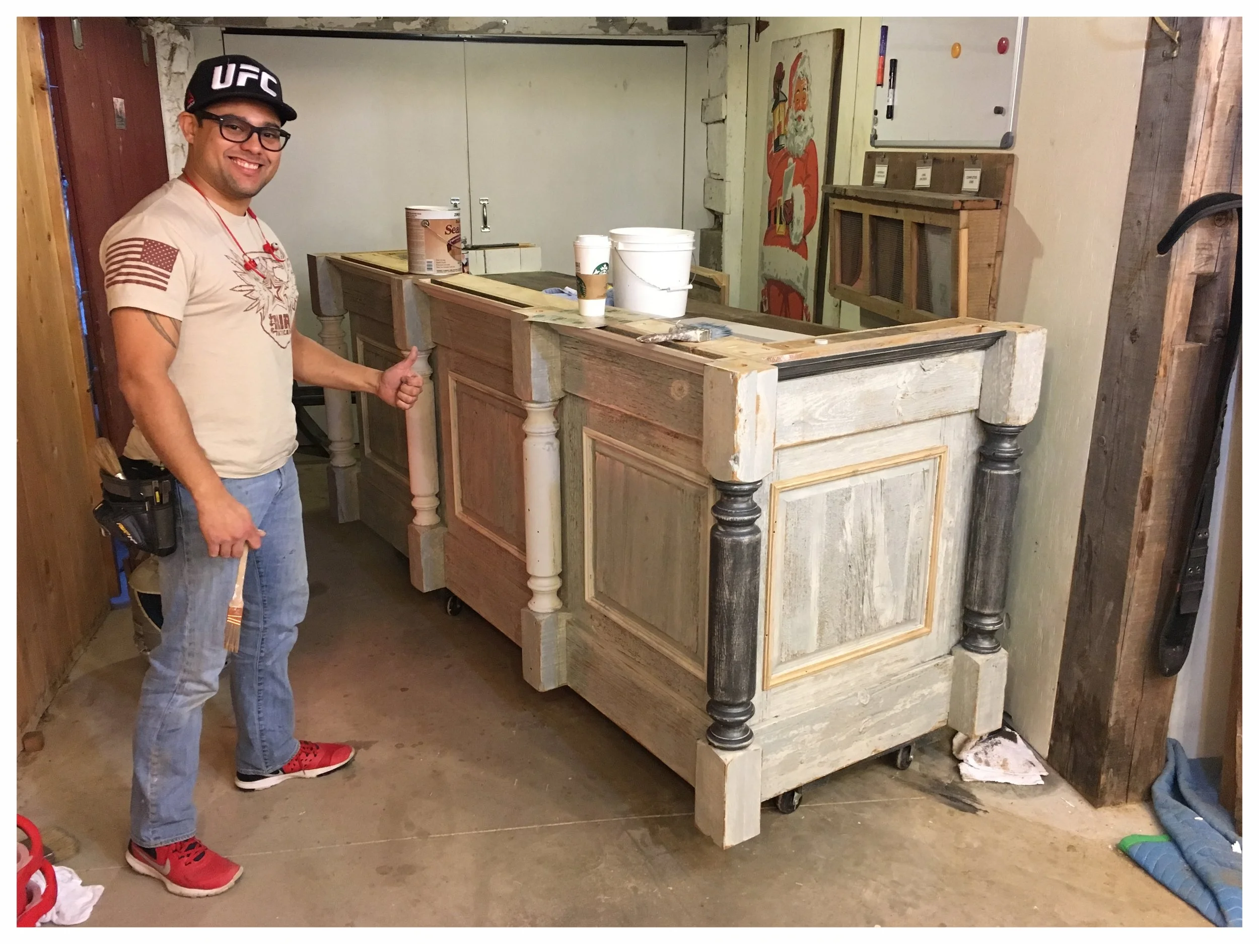 Iram having fun experimenting with finishes.