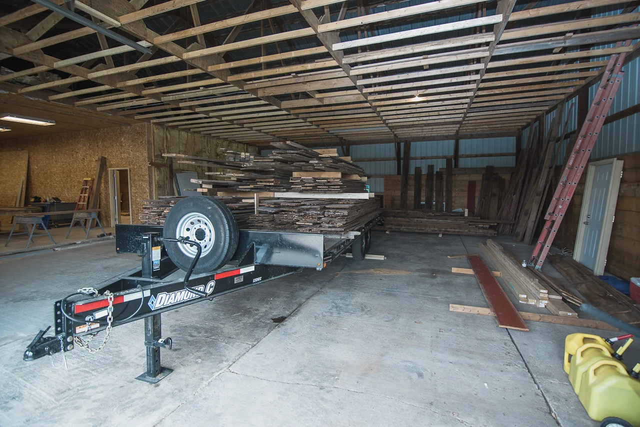 The pole barn already functioning.