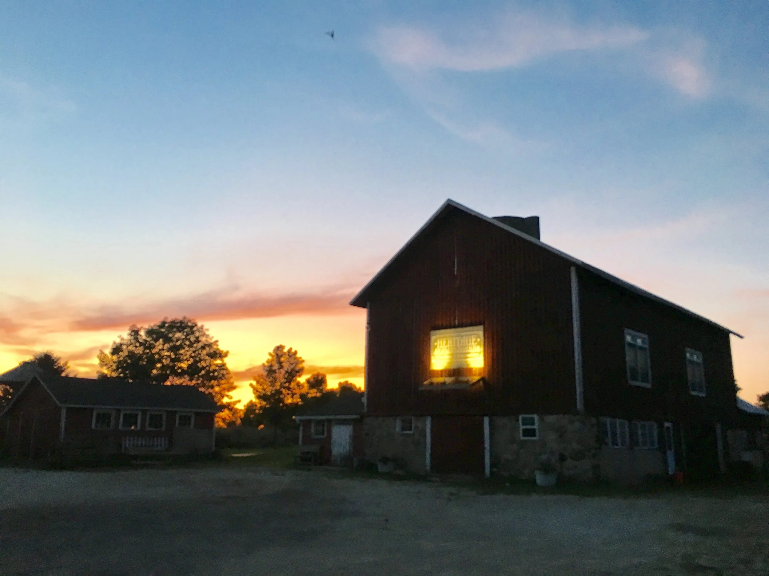 Heritage Barn at twilight.