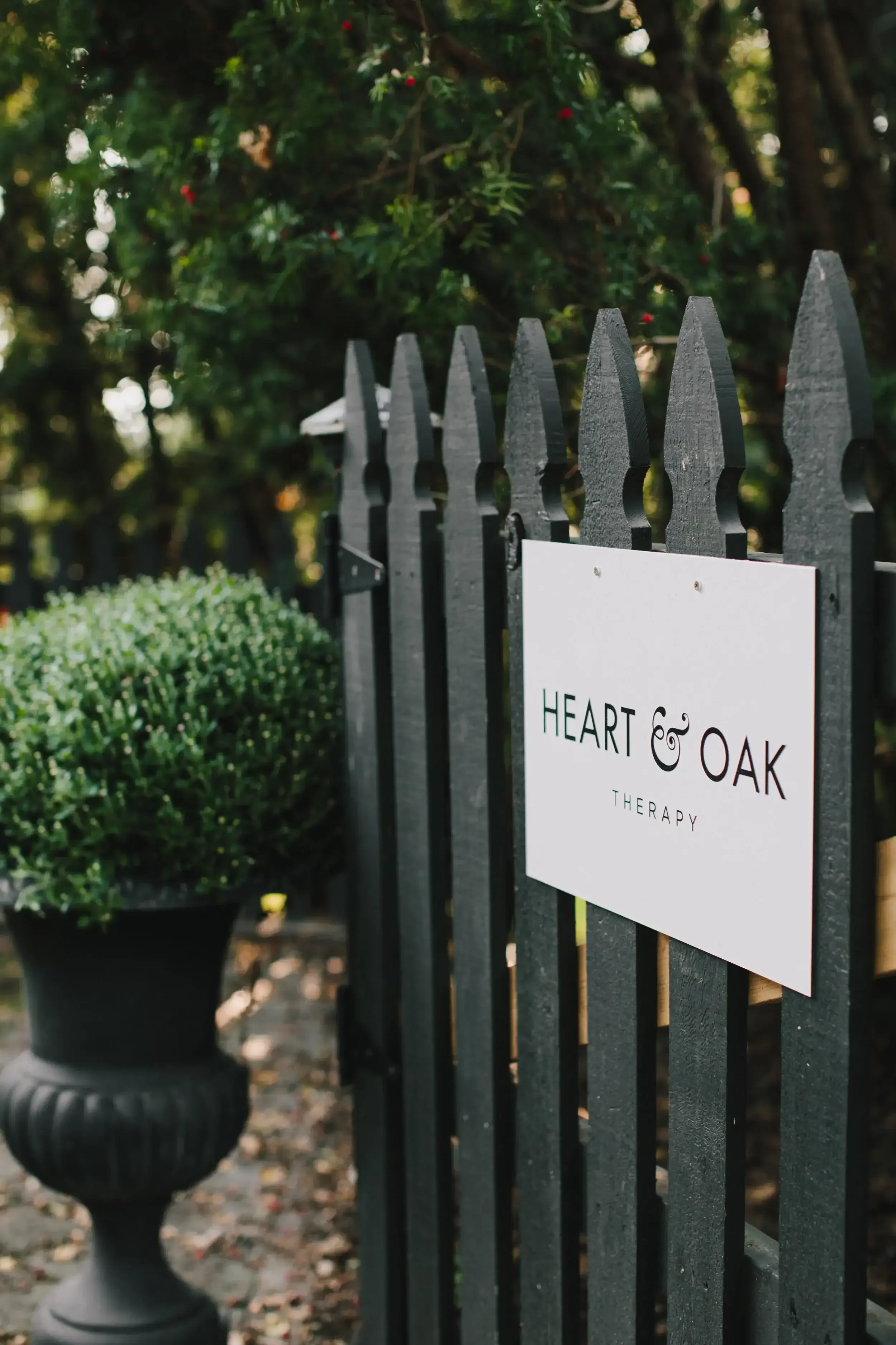 Sign outside the counselling office of Heart and Oak Therapy