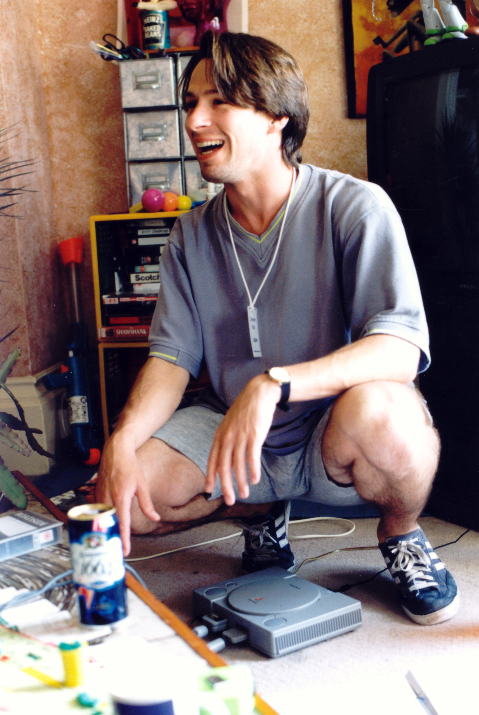 Jon Glendening laughs on Michael's flat set in Summer Rain.jpg