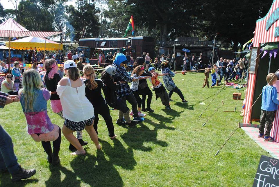 Enjoying an old fashioned Tug of War at the Extravaganza Fair
