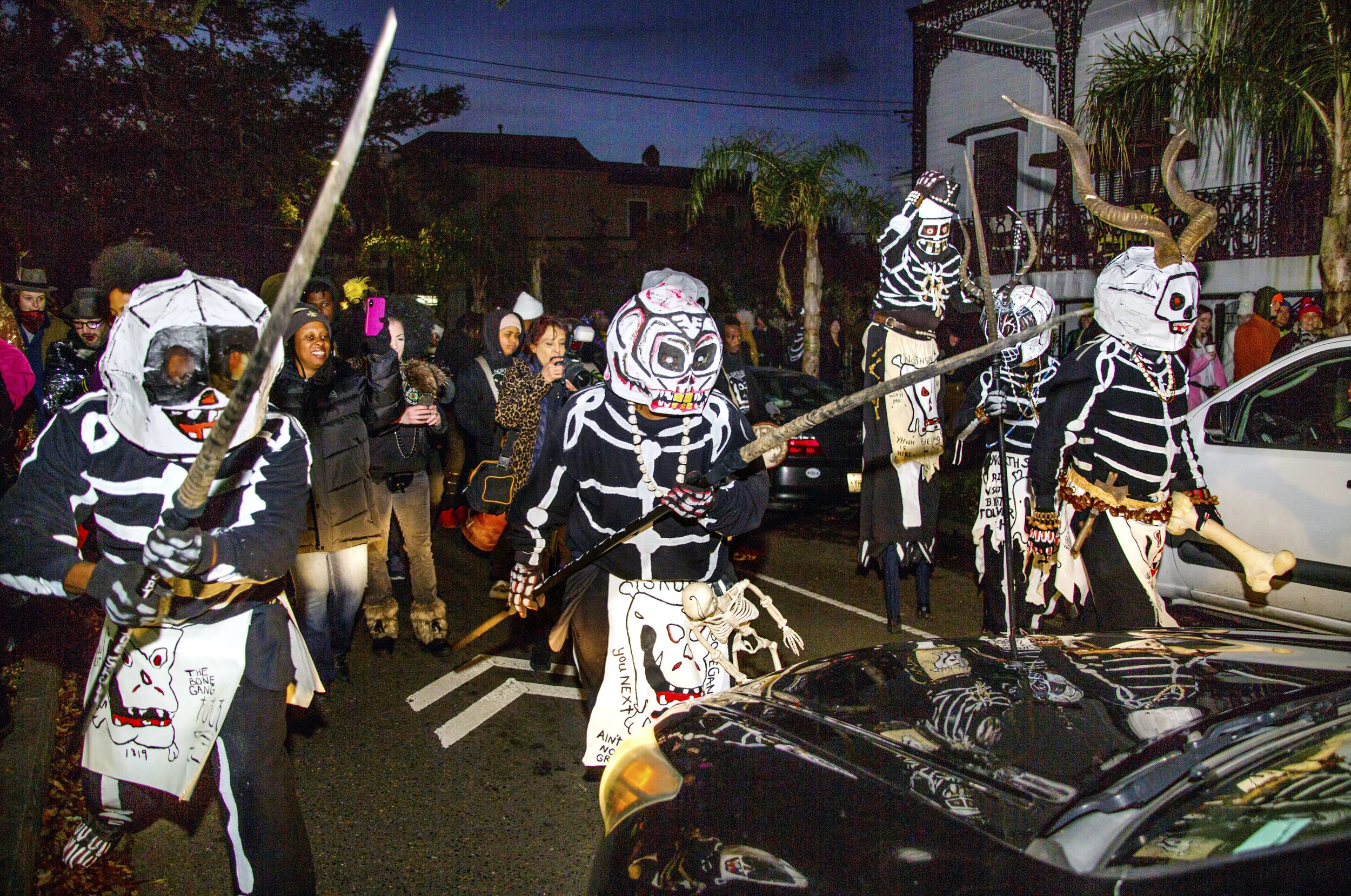 The North Side Skull and Bone Gang wake up the city on Mardi Gras morning and warn to get your life together before its too late.