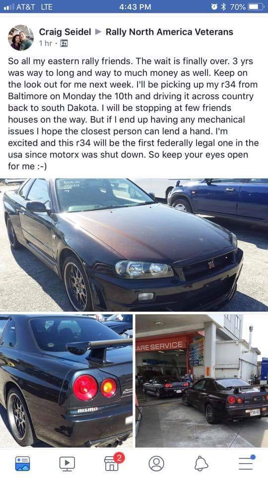 The first (truly) federally legal R34 Skyline GTR will be on the road September 10th 2018