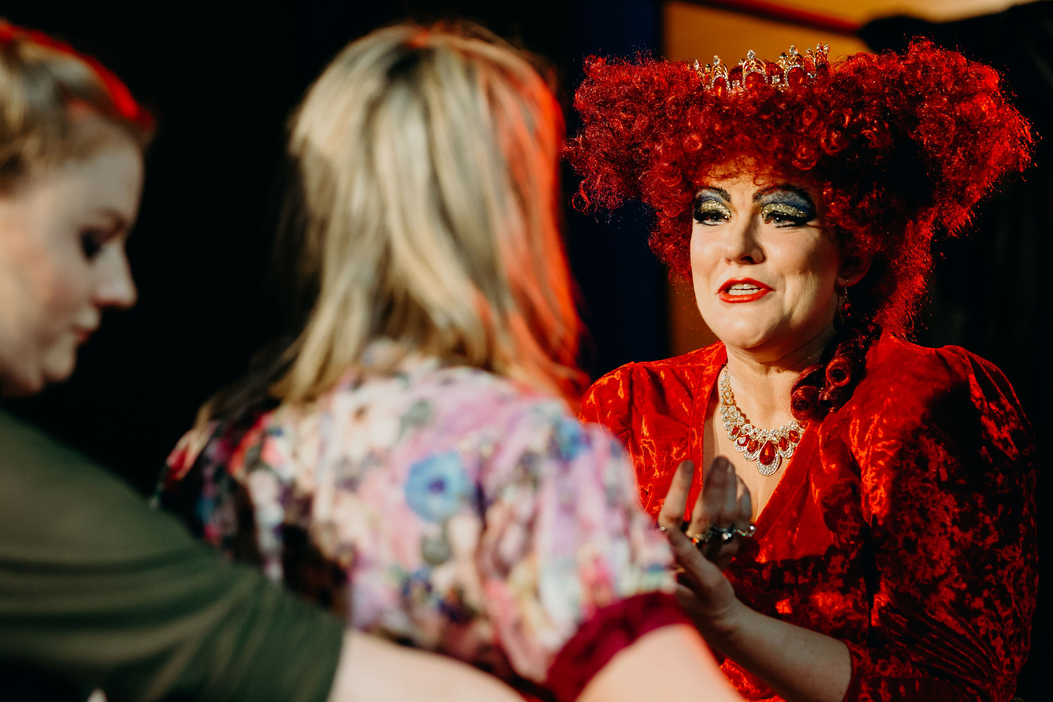 Ruby Lauret as Maid, Sarah Clarke as Ophelia and Jennifer Piper as Queen. Image: Jack Dixon-Gunn